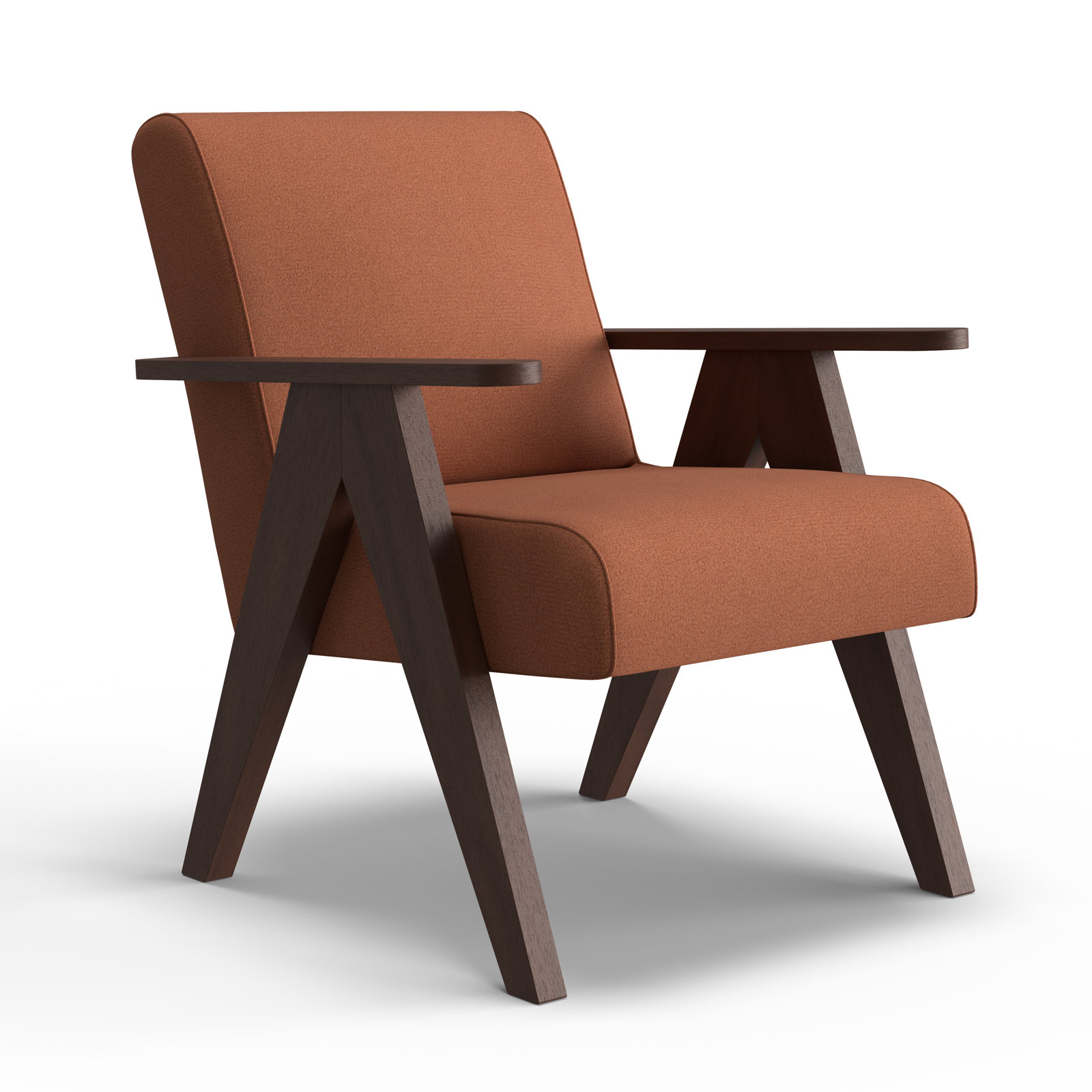 Luna Upholstered Jeanneret Accent Chair, Rosewood, Dark Walnut
