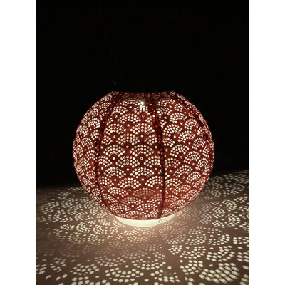 Anecia Solar Lantern Round Diameter 20cm Pink Pearl Japanese Fans