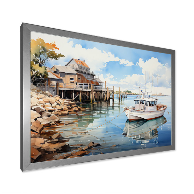 Port Harbor Reflections II - impression, Cadre photo argenté, H 24 po x l 32 po x P 1 po