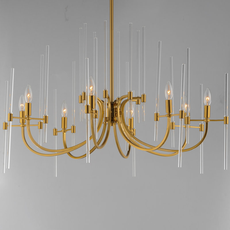 Bradt 8 - Light Steel Dimmable Classic / Traditional Chandelier, Heritage Brass