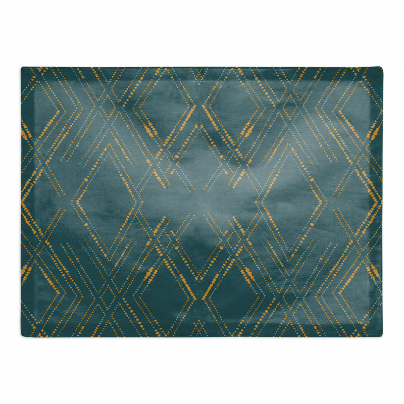Napperon en coton 14 po Diamond, Bleu/doré