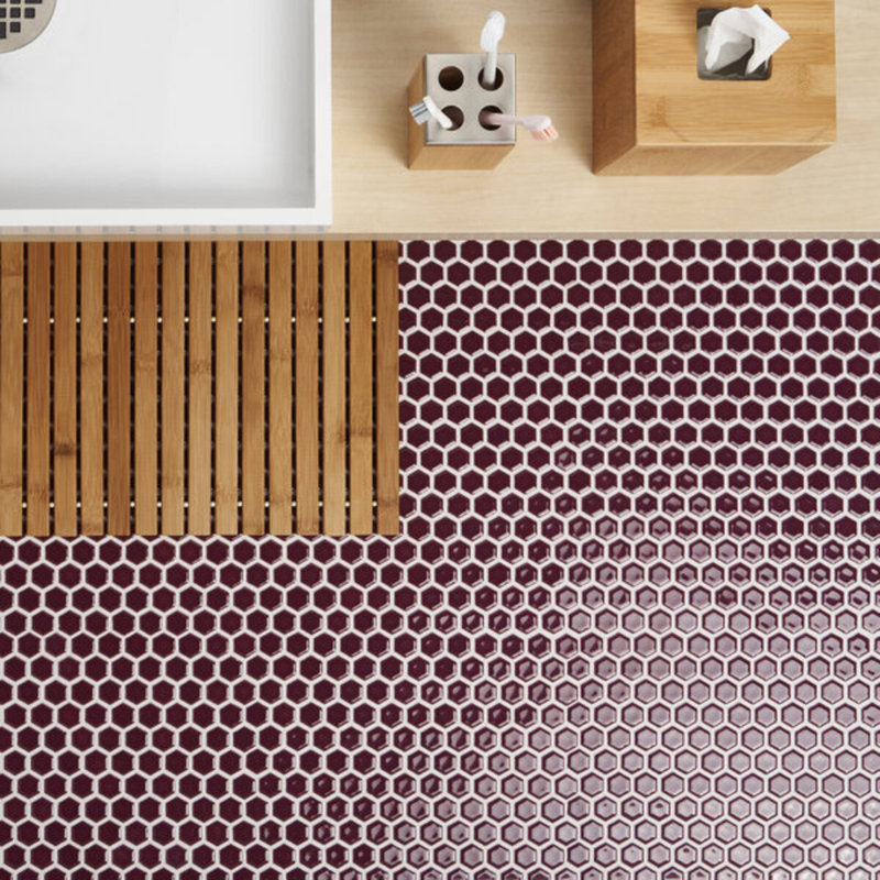 Eden 1" Rimmed Hexagon Polished Porcelain Mosaic Tile, White