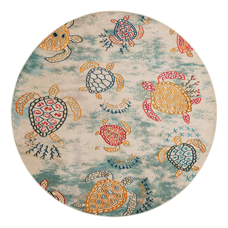 Vargas Animal Print Beige Area Rug, Round 7'10"