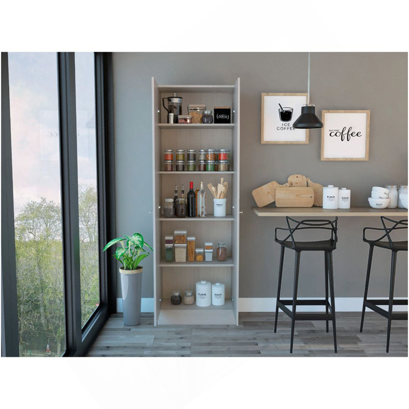 Buxton Rectangle 2-Door Storage Tall Cabinet White Washed Oak, White