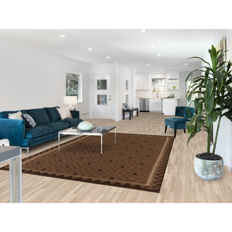 Tapis oriental brun en laine Kilim 7 x 10