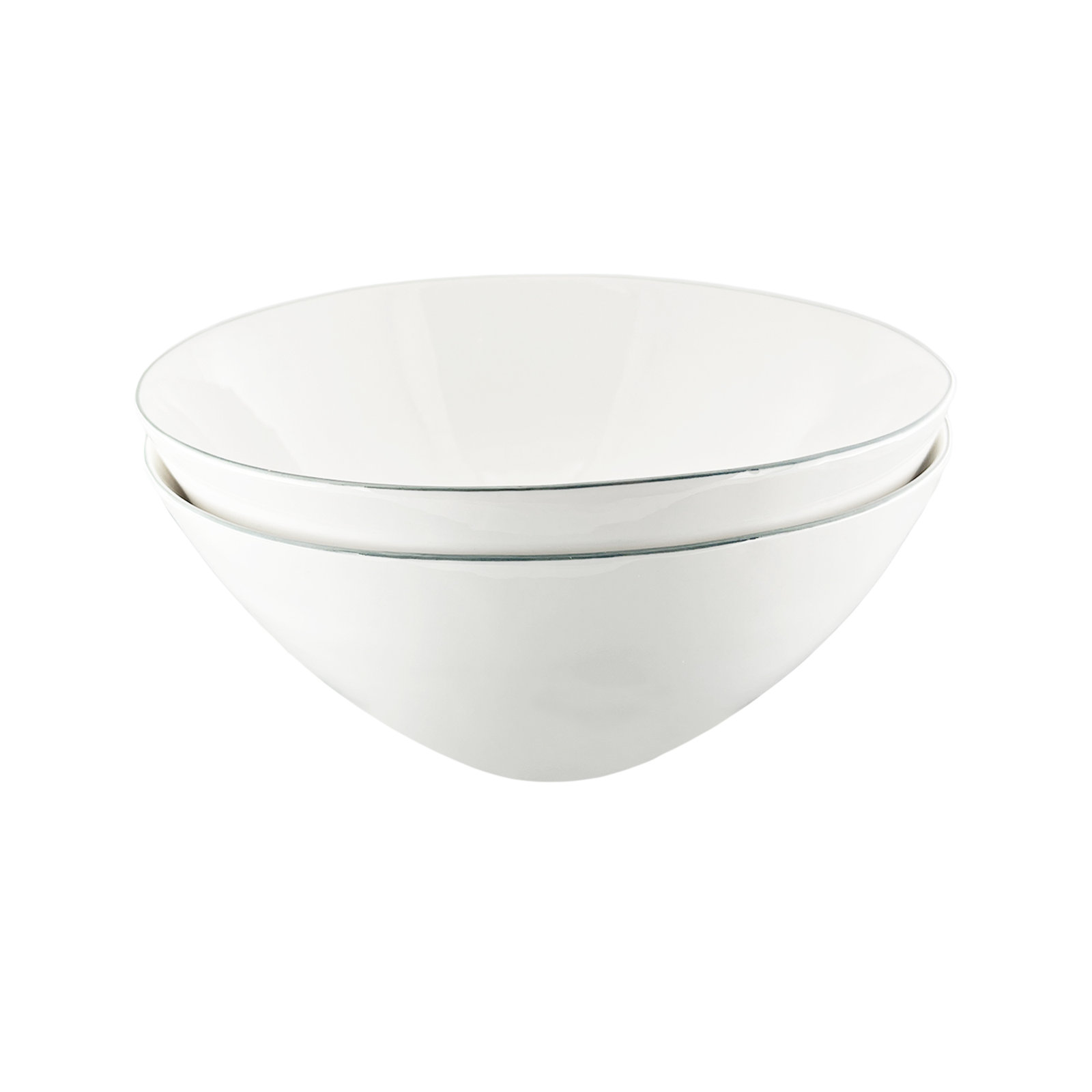Canvas Home Abbesses Colored Rim Porcelain Large Serving Bowl 74oz, White/Gray Rim