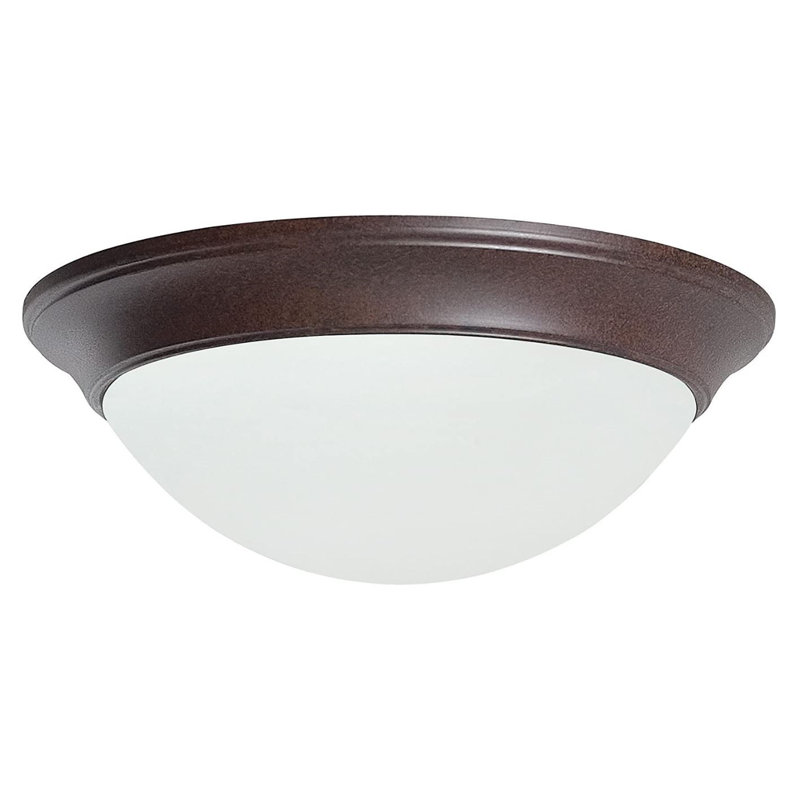 Plafonnier encastré 1 lumière 16 po, Bronze huilé, Blanc