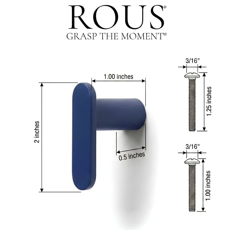 2" Bar Knob, Polo (Navy Blue), 1"