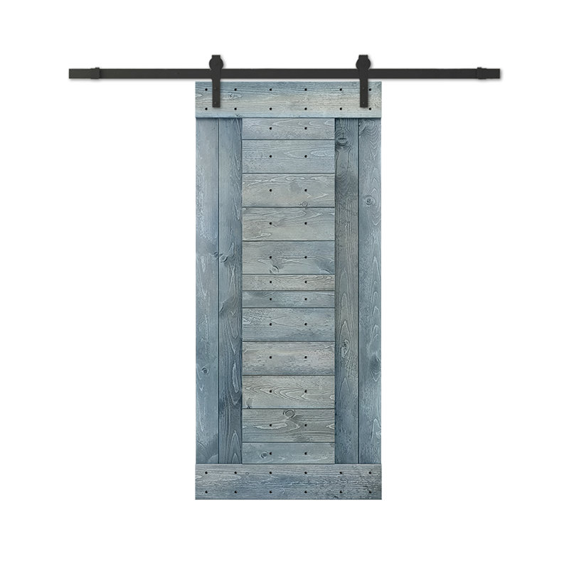 Porte de grange lambrissée peinte en bois et en métal avec trousse de quincaillerie d'installation, H 84 po x l 24 po