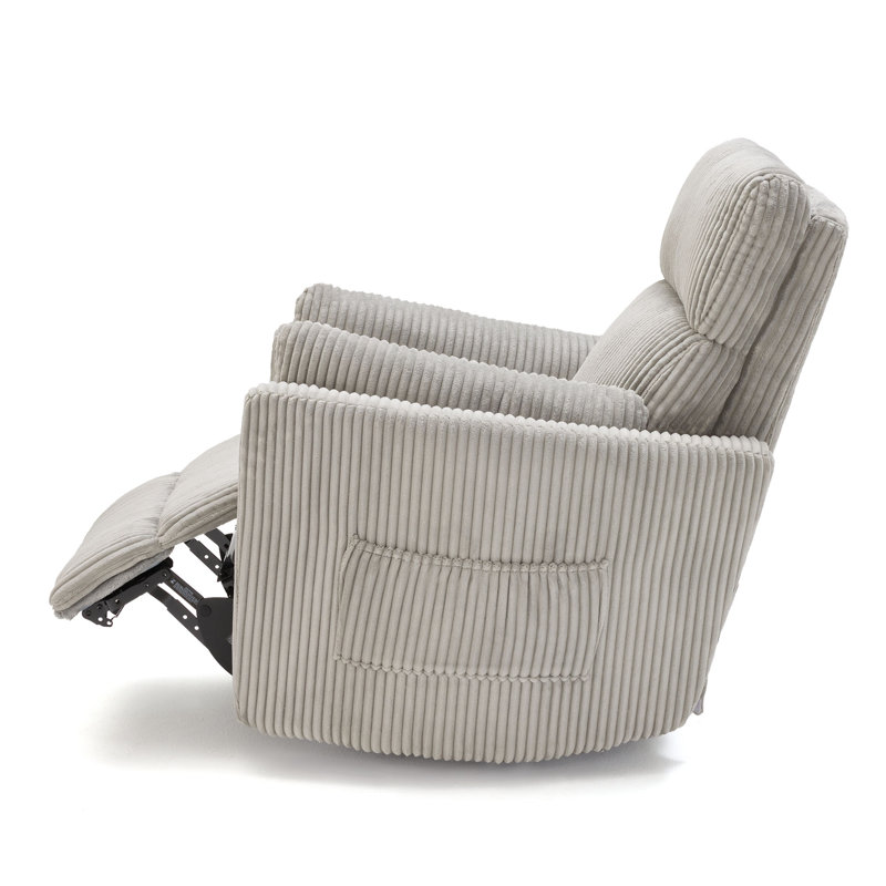 36.6" Wide Corduroy Power Recliner Chair with USB, Gray