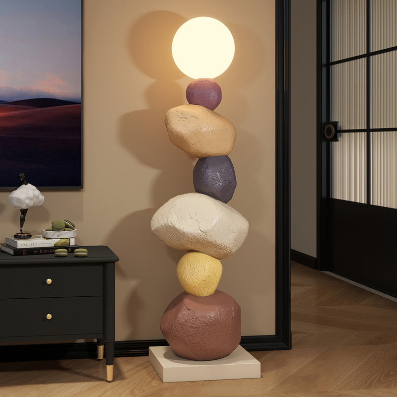 Lampes de plancher en plastique brun et blanc sans résine