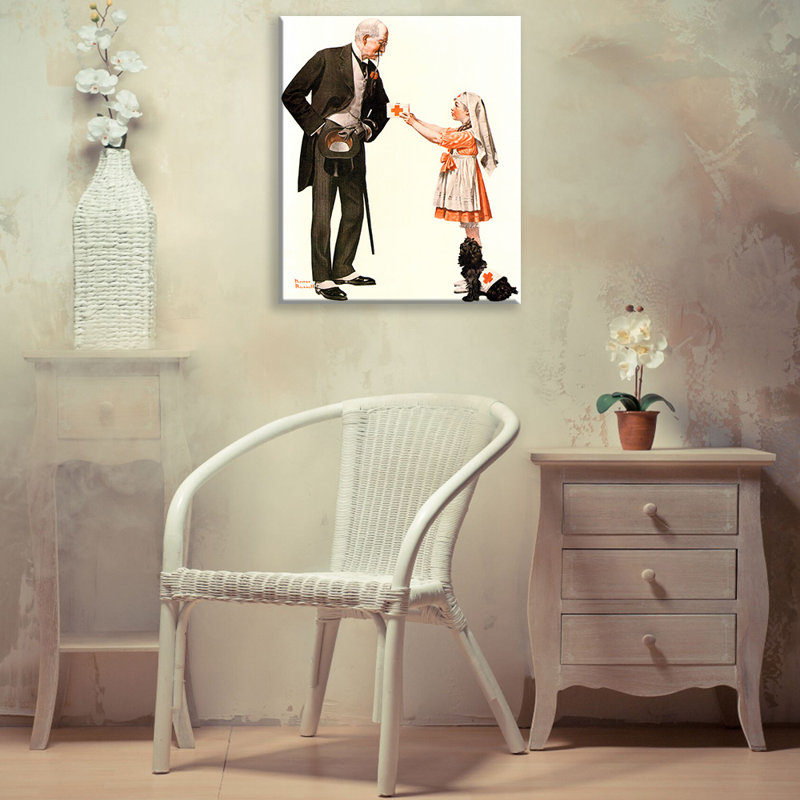 «Red Cross Volunteer» par Norman Rockwell, toile tendue avec châssis, H 24 po x l 17 po