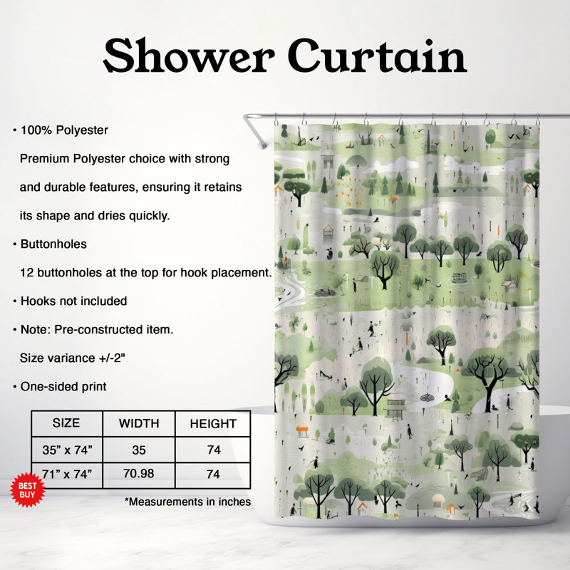 Rideau de douche Rain-Kissed Leaves - Premium, H 74 po x l 71 po