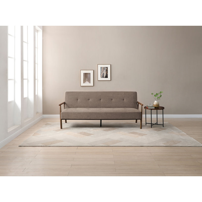 Roger 3 Seater Twill Textured Weave Sofa Bed, Brown