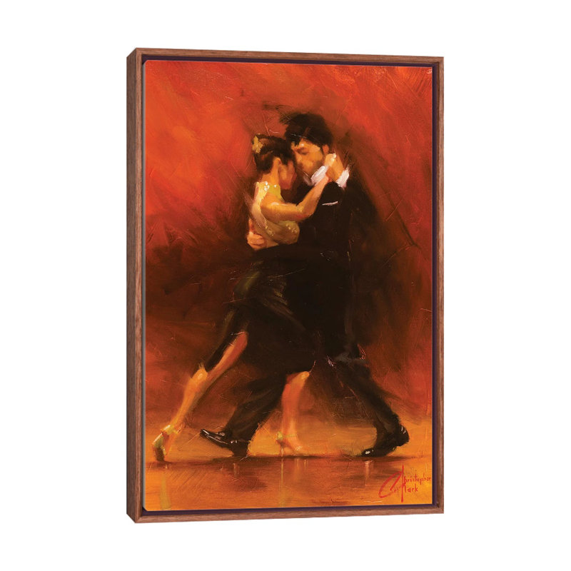 «Red Tango II» par Christopher Clark, reproduction d'art, Toile avec cadre en bois classique, H 40 po x l 26 po x P 1,5 po