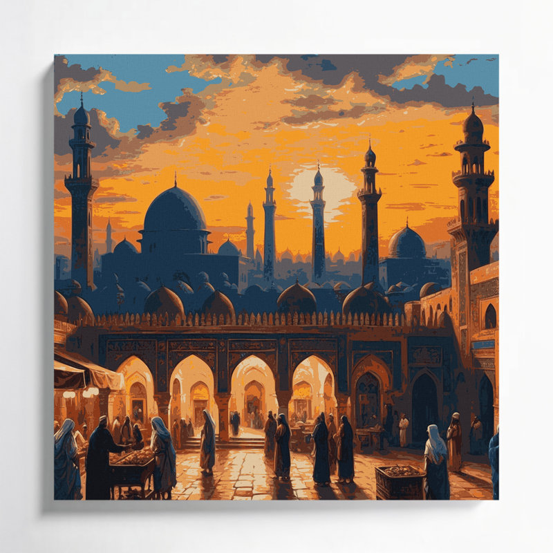 Art urbain sur toile, cités, cités, Égypte, H 16 po x l 16 po