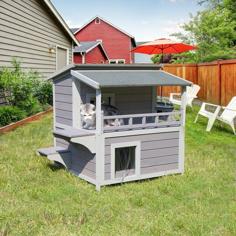 Tucker Murphy Pet Djordi Cat House for Outdoor Cats Feral Kitty Shelter with Insulated Liner for Winter Waterproof Rabbit Hutch for Bunnies, Cats