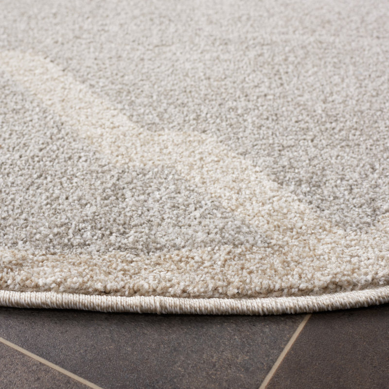 Tapis géométrique gris clair / beige Ammundsen, Rond 7 pi