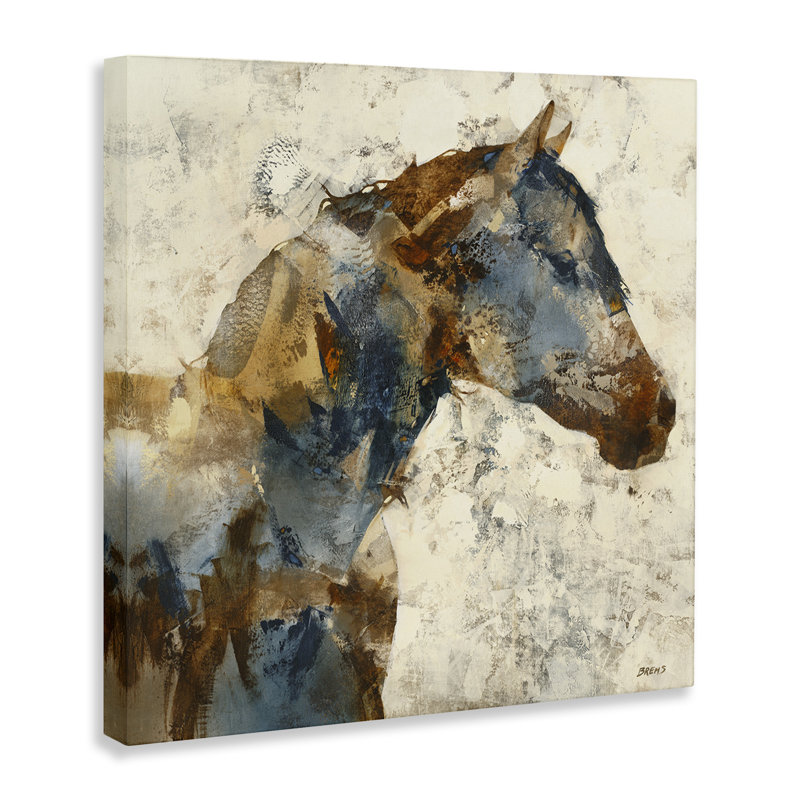 "Earthy Abstract Layered Horse", art mural par Scott Brems, H 17 po x l 17 po x P 1,5 po