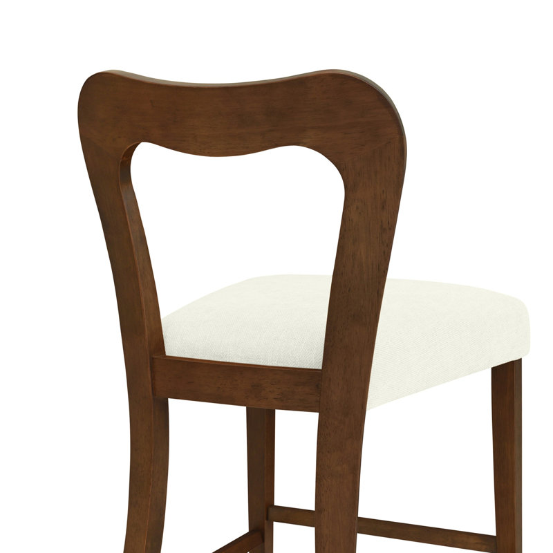 Tabouret de comptoir rétro, Noyer, Blanc