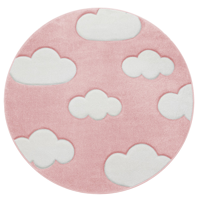 Aleisha Shaggy Pink Rug, Round 120cm