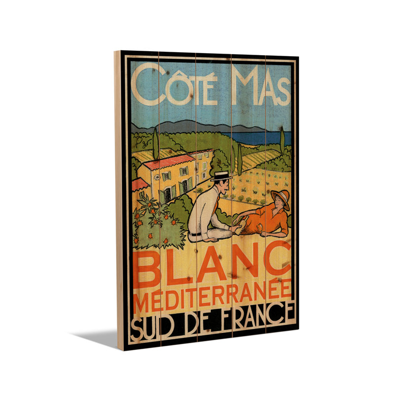 Impression sur bois en bois - Blanc Méditerranée par Jean-Pierre Got, H 26 po x l 18 po