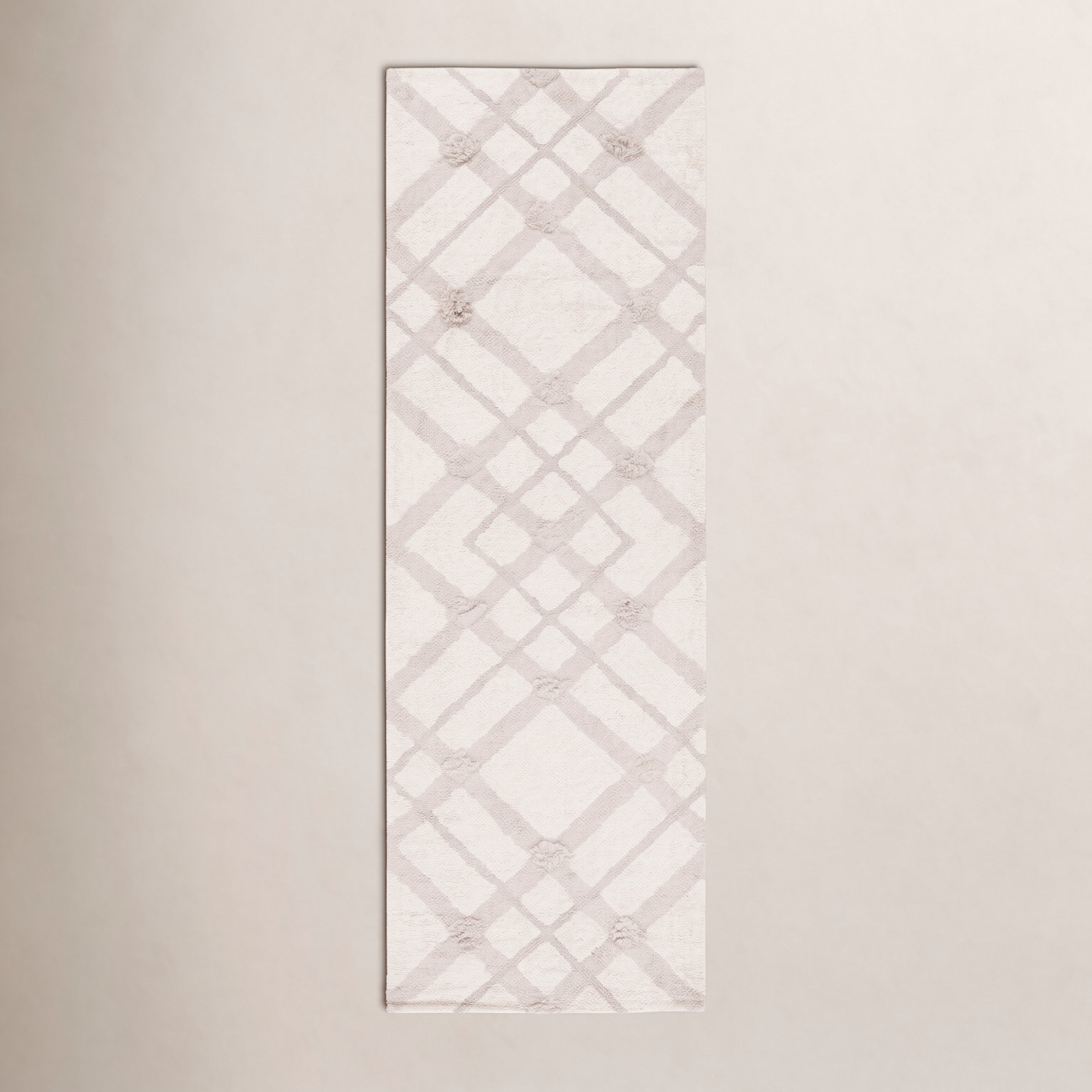 Auguste Beige Washable Hand-Woven Plaid Rug, Square 6'
