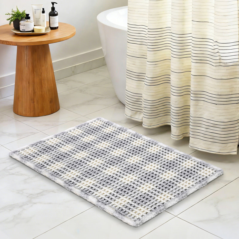 Tapis pour salle de bain Waffle Weave, Gris
