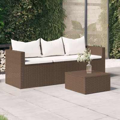 Canapé modulaire d'extérieur en osier de 69,3 po avec coussins Parwati
