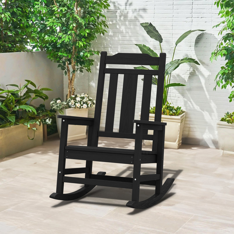 Fauteuil Adirondack surdimensionné en polyéthylène haute densité Wolak Wolak, Noir