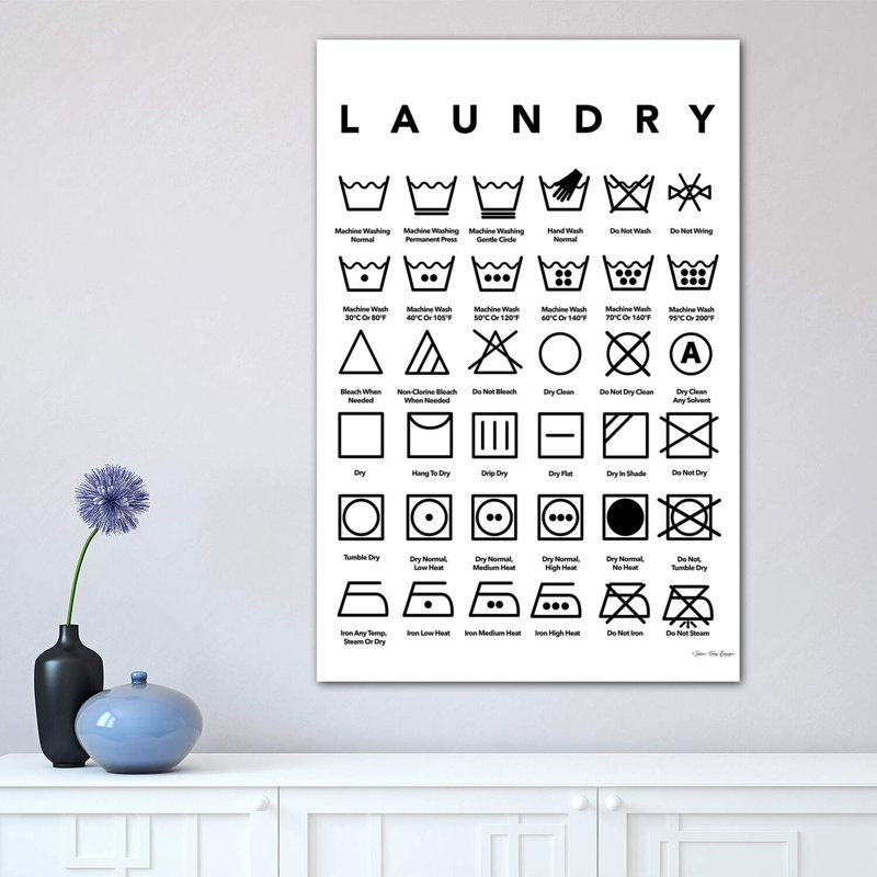 Laundry Symbols by Seven Trees - Wrapped Canvas Print, 66.04 cm H x 45.72 cm W x 3.175 cm D