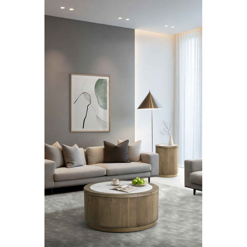 Table basse Glenwood, Chêne fumé, Blanc