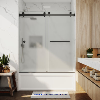 Opal Mirage MCOCOD 56-61"W x 66"H Double Sliding Frameless Smooth Sliding Tub Door with 3/8"(10mm)Frosted Glass