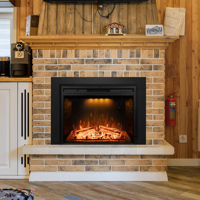 Abryelle Electric Fireplace Insert with Trim, 25.7" H x 44.55" W x 8.84" D