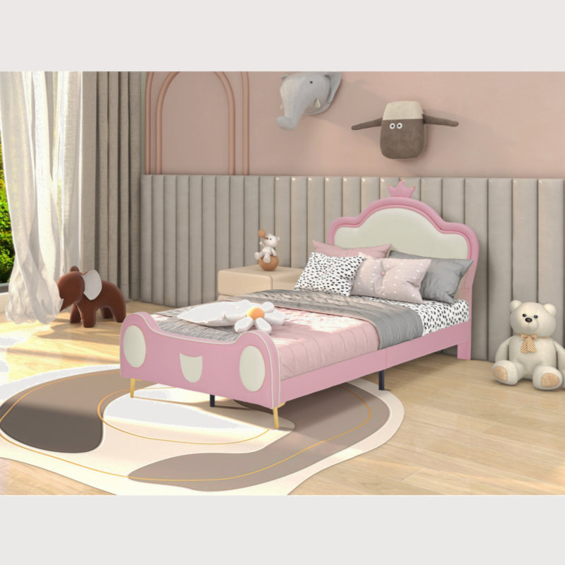 Charmant lit plateforme simple avec rangement et sans sommier pour enfants