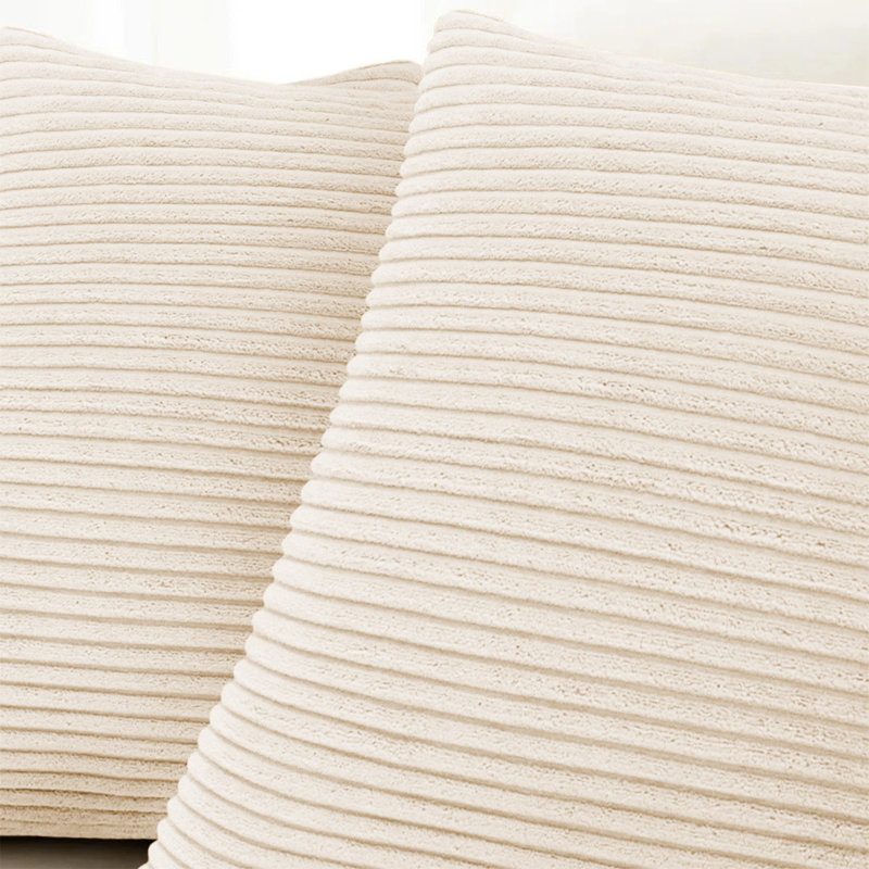 Striped Square 18cmX18cm Velvet Cushion Cover, Cream