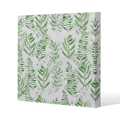 Green Fern Watercolour 1 Piece Wrapped Canvas Wall Art