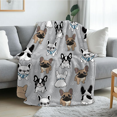 French Bulldog Blanket Gifts for Women, French Bulldog Blanket for Boys, Cozy Frenchie Blankets for Dog Lovers Owners, Flannel Warm Blankets for Sofa, Couch,Gifts for Christmas Thanksgiving 40x50 in