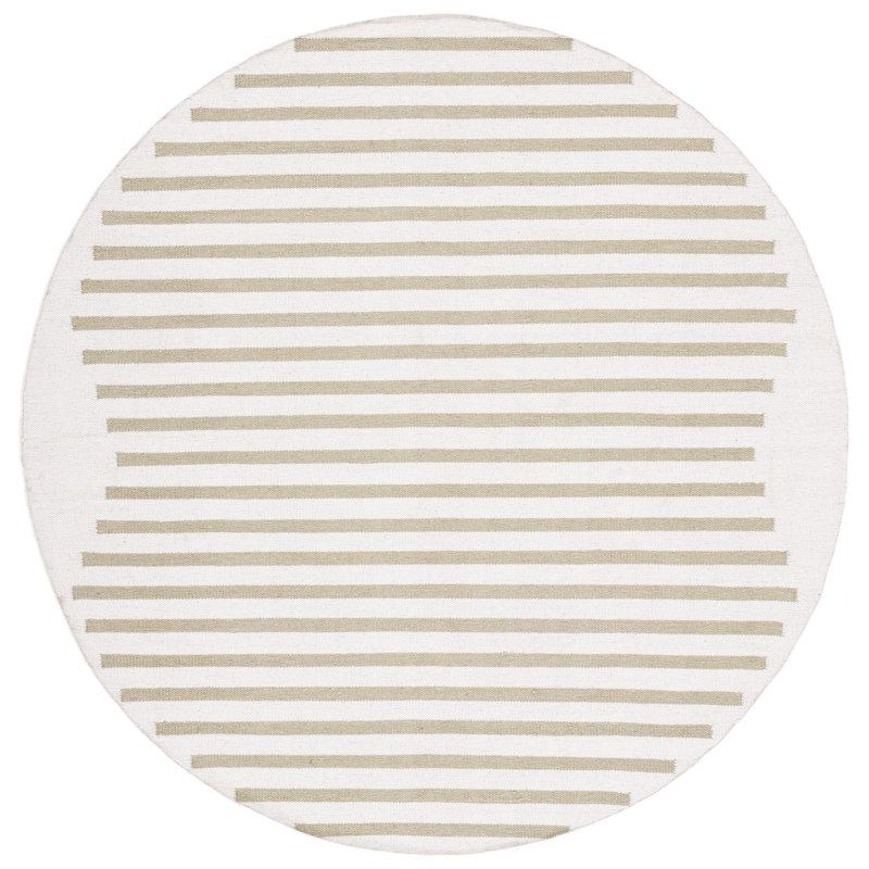 Estuardo Hand Woven Cotton Striped Rug, Round 6'