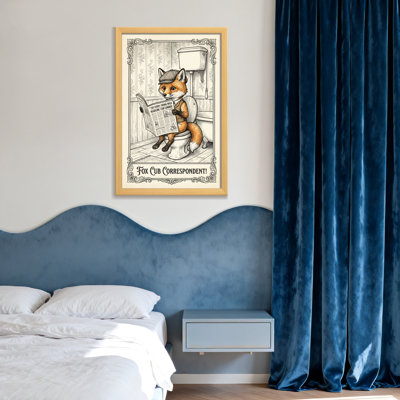 Bain et lessive renard lisant un journal sur la toilette