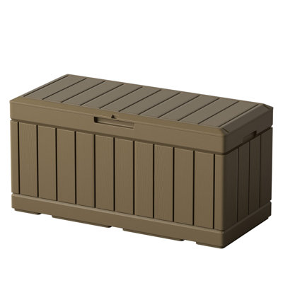 82 Gallon Resin Deck Box with Locking Patio Storage Boxes