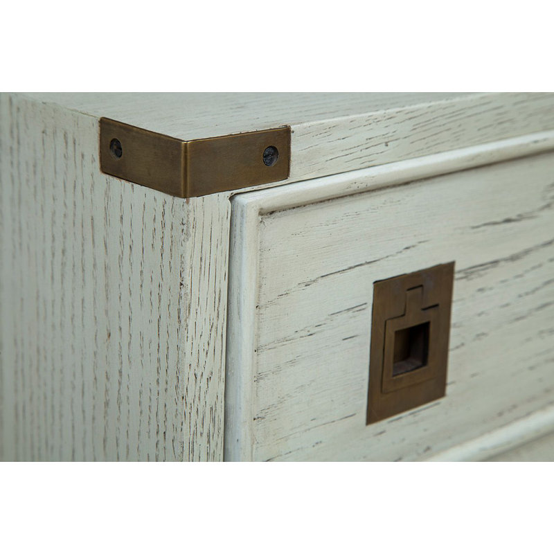 Commode 4 tiroirs Tawania, blanc cassé vieilli