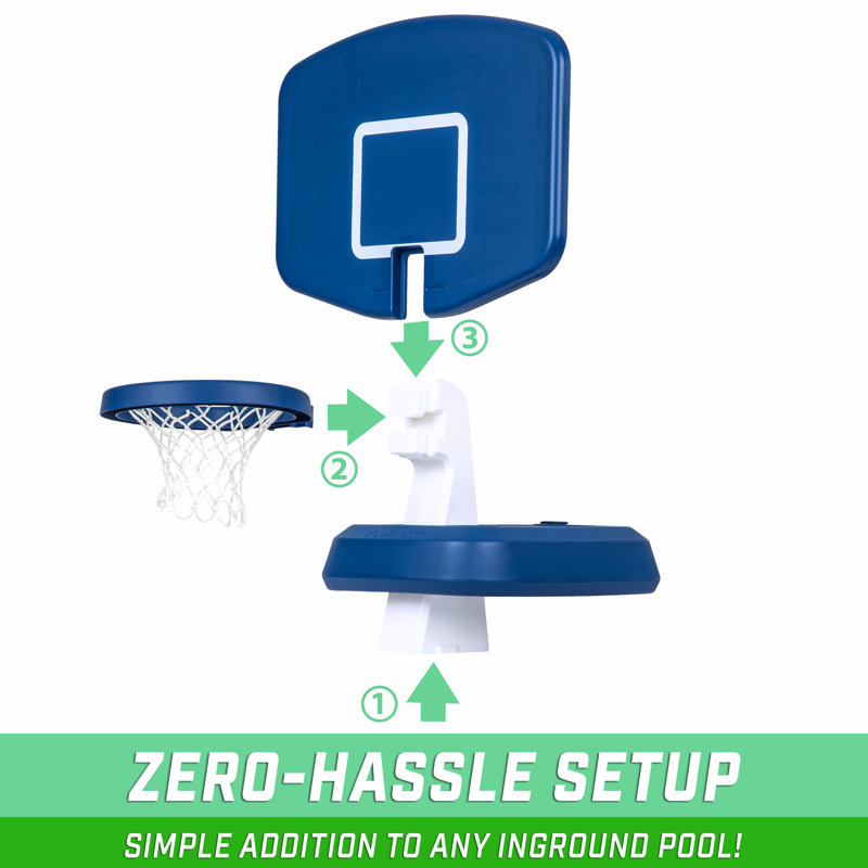 Blue Portable Poolside Basketball Hoop with Water Ball
