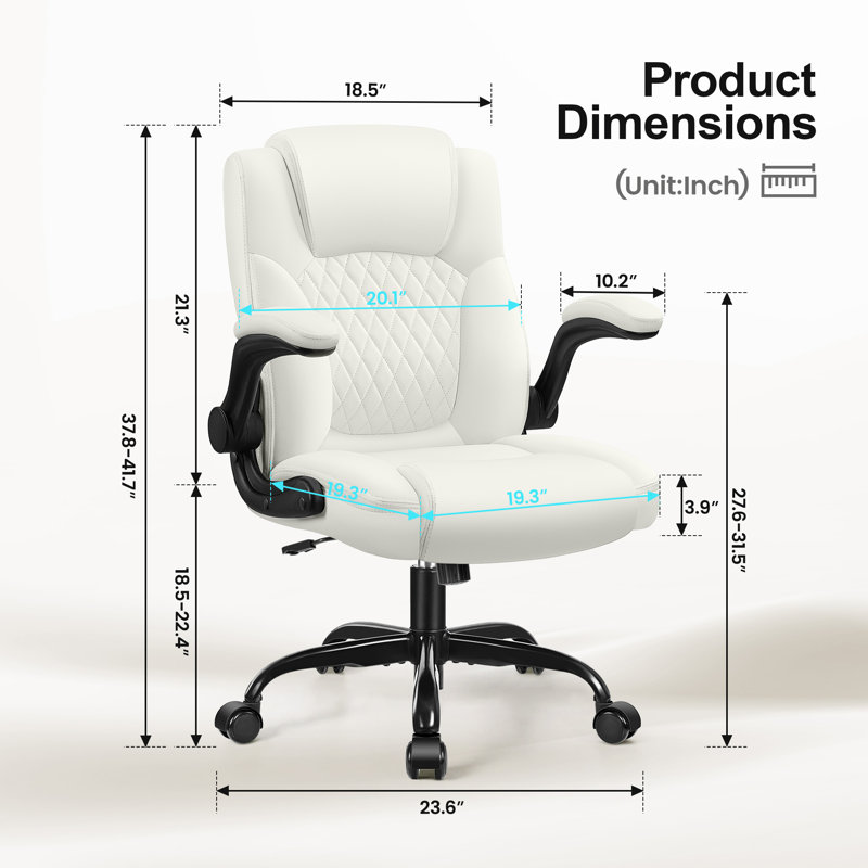 Culler Ergonomic Executive Chair with Headrest Adjustable Arms, White