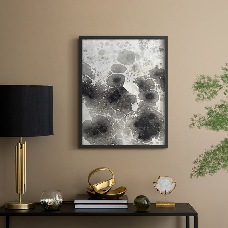 Marbling X Framed Print - Solid Wood, 11" H x 9" W, Black