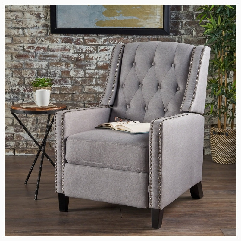 Fauteuil inclinable Heidegret, 100% polyester gris clair