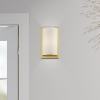 Applique murale 1 lumière ADA en bronze anglais avec abat-jour en avoine fabriqué à la main