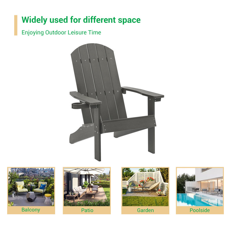Outdoor Adirondack Chair, Charcoal Gray