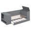 Lit de jour simple avec lit gigogne, accoudoirs de rangement et station de charge intégrée - Lit mezzanine avec bureau et bibliothèque, gris-118565754