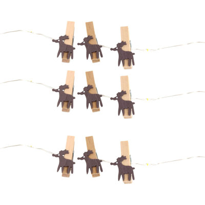  20 LED Microdot String Lights with 10 Wood Deer Clips – 7FT Copper Wire Indoor Decorative Light Set